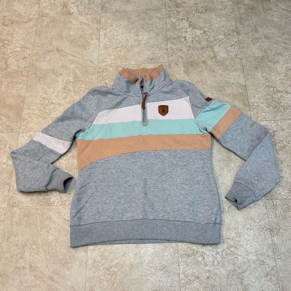 Wanakome Women’s Betty Quarter Zip Gray Mint ColorBlock Sweatshirt Size Large - Picture 2 of 11